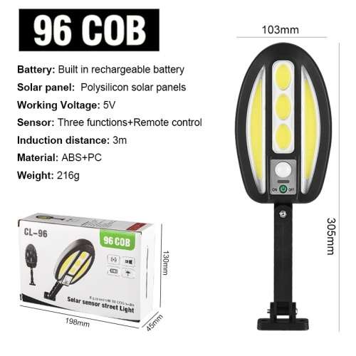 96 Cob Solar Sensor Street Light - 8 available