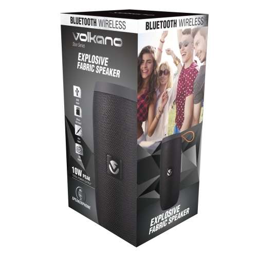 Volkano Stun Series Explosive Bluetooth Fabric Speaker with Micro SD Card Reader, Built-in FM Radio