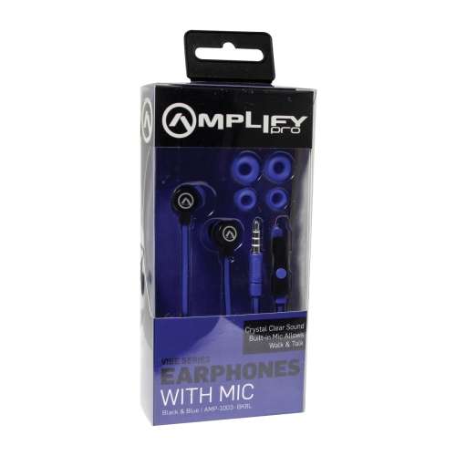 Amplify Pro Vibe Series Earphones with Mic - Black/Blue