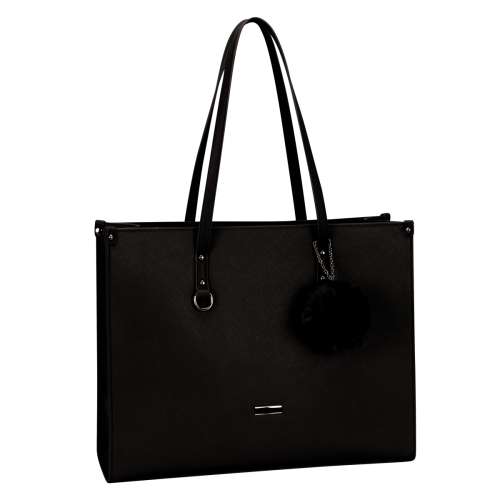 Supanova Pompom Ladies Laptop Bag - Black