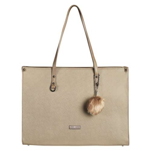 Supanova Pompom Ladies Laptop Bag - Taupe