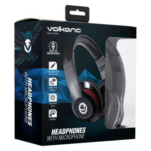 Volkano Falcon Series Headphones with Mic - Black