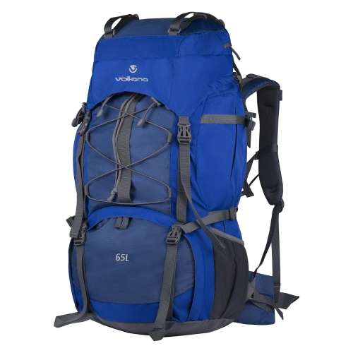 Volkano Icepick Series Backpack in Blue with 65 Litre Capacity and Rain Cover