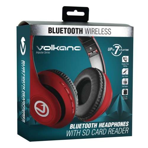Volkano Impulse Series Bluetooth Headphones - Red