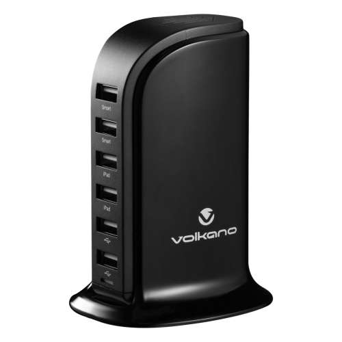 Volkano Peak Series 6 Port USB Charger - Black