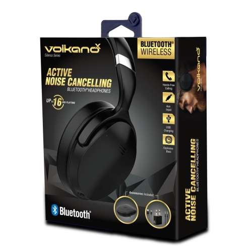 VolkanoX Silenco Wireless Bluetooth Noise Cancelling On-Ear Headphones - Black