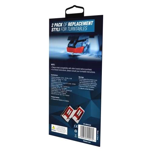 Volkano Groove Series Turntable Replacement Styli - 2 Pack