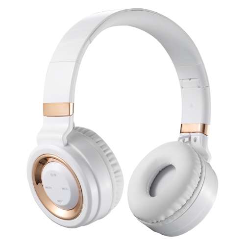 Volkano Lunar Series Bluetooth Wireless Headphones in White and Rose Gold with FM Radio