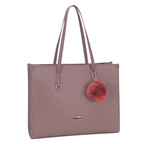 SupaNova Pom Pom Series Fashionable 15.6` Ladies Laptop Handbag in Dusty Pink