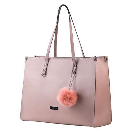 SupaNova Pom Pom Series Fashionable 15.6` Ladies Laptop Handbag in Dusty Pink