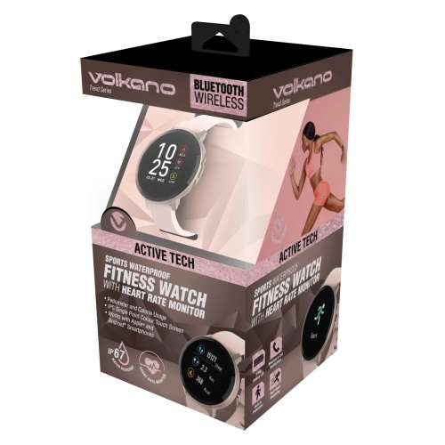 Volkano Trend Series Waterproof Fitness Watch with Heart Rate Monitor - Rose Gold