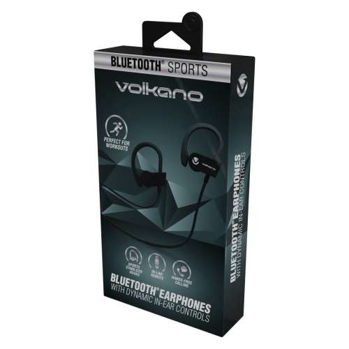 Volkano Race Series Bluetooth Sports Hook Earphones with Microphone - Black
