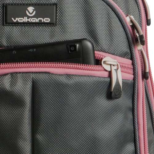 Volkano Orthopaedic Series 15.6` (39.6 cm) Trolley Backpack in Grey and Pink