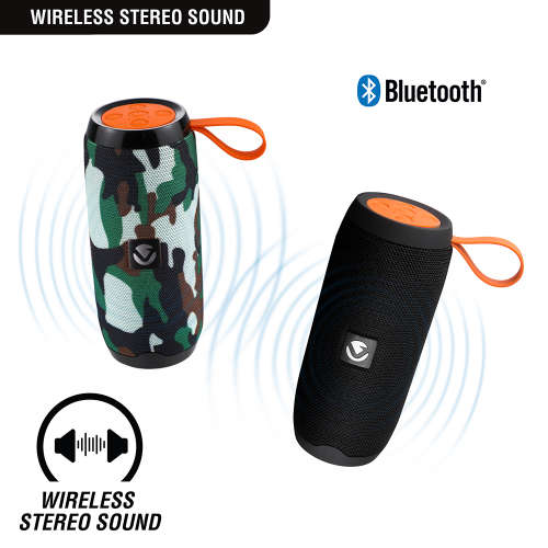 Volkano Stun Series Explosive Bluetooth Fabric Speaker with Micro SD Card Reader, Built-in FM Radio