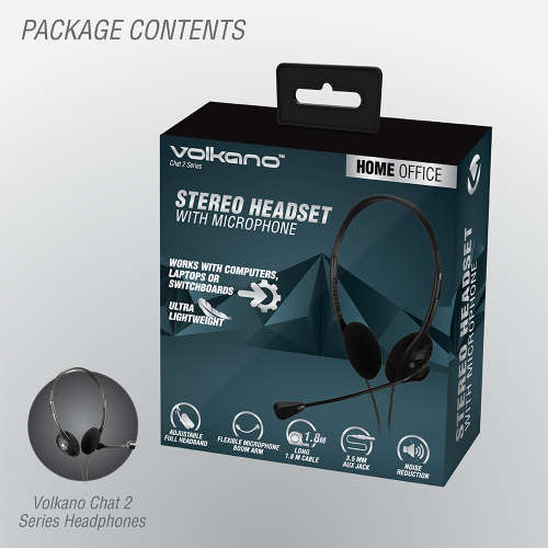 Volkano Chat 2 Aux Series Stereo Headset with Microphone