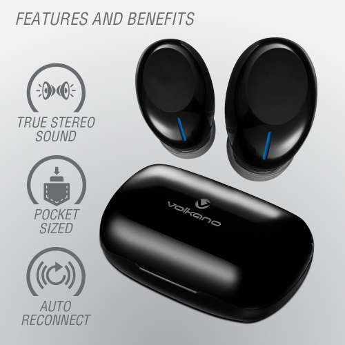 Volkano Pico 2.0 Series True Wireless Bluetooth Earbuds - Black