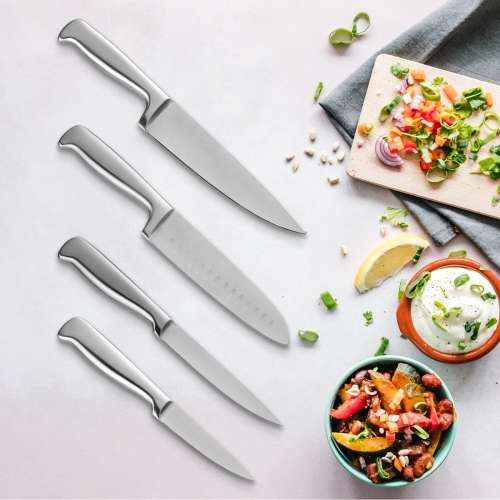 Eiger Bruno Series 4-Piece Stainless Steel Kitchen Knife Set with Fine Edged Tapered Grind