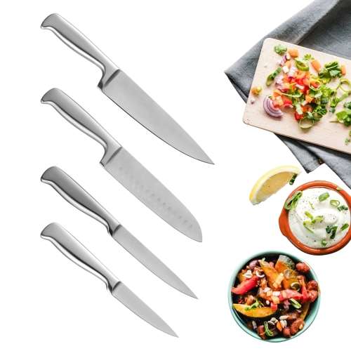 Eiger Bruno Series 4-Piece Stainless Steel Kitchen Knife Set with Fine Edged Tapered Grind