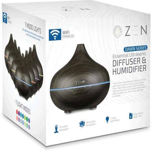 Zen Dawn Series Ultrasonic Smart Diffuser with WiFi - Dark Wood