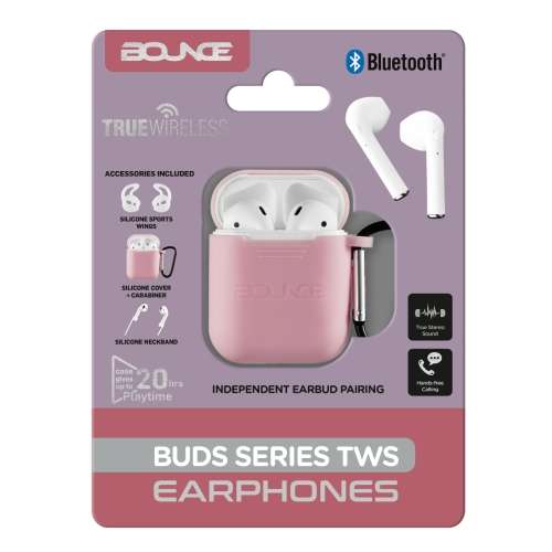 Bounce Buds Series True Wireless Earphones with Silicone Accessories - Pink