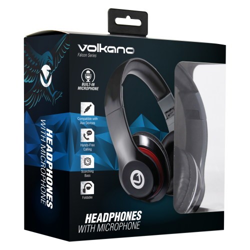Volkano AUX Headphones - Falcon Series Black