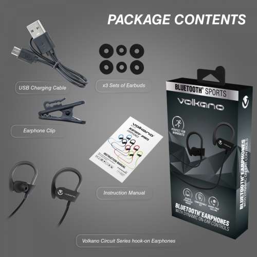 Volkano Race Bluetooth Sports Earphones - Black