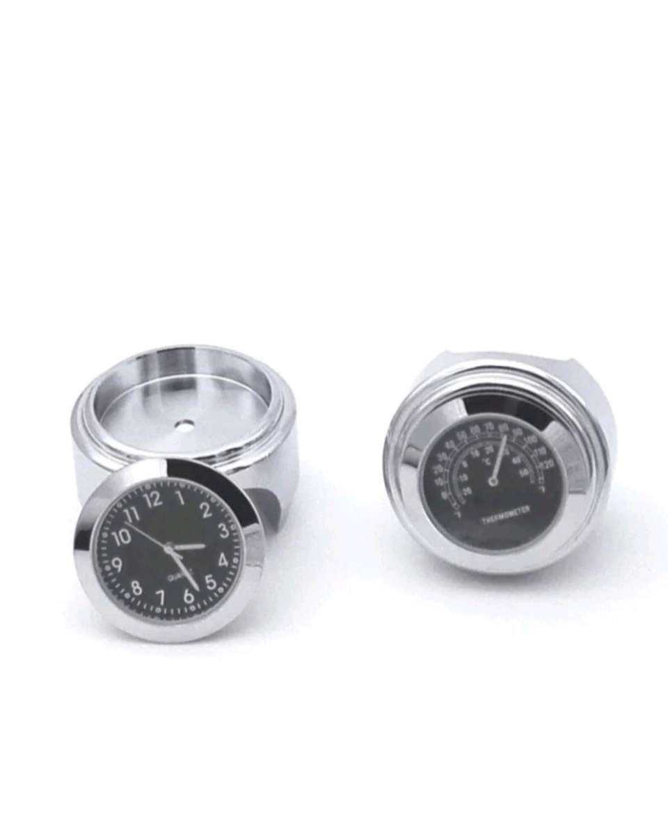 Motorcycle Handlebar Clock Watch and Thermometer Gauge