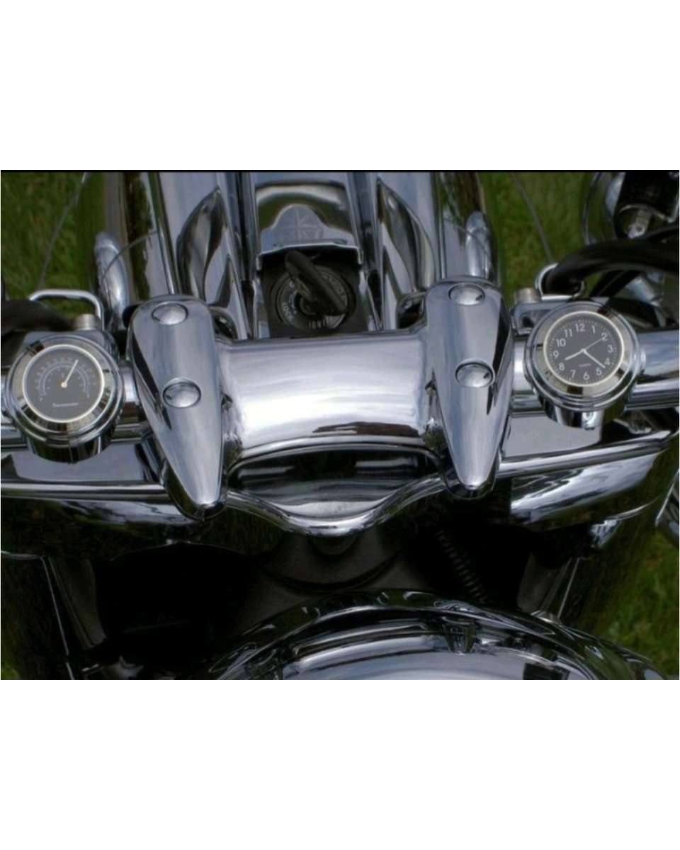Motorcycle Handlebar Clock Watch and Thermometer Gauge