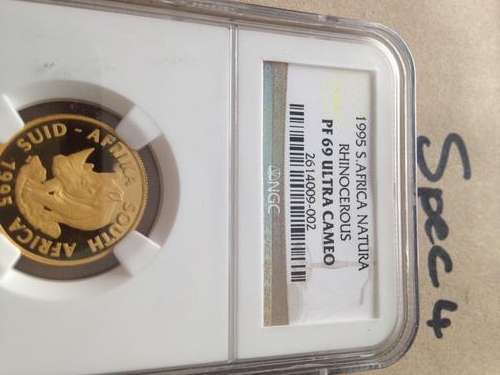 1995 GOLD SOUTH AFRICA NATURA RHINOSEROUS PF69UC