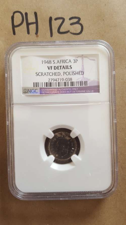 1948 SA UNION 3 PENCE VF DETAILS