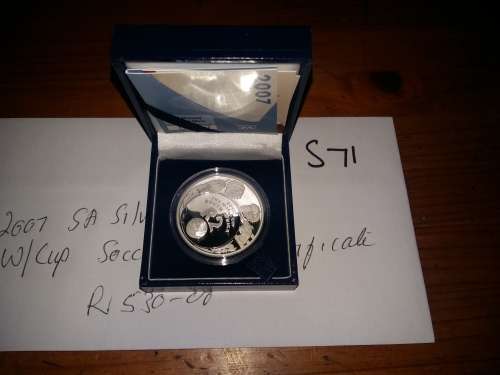 2007 SA SILVER PROOF R2 W\CUP SOCCER WITH CERTIFICATE