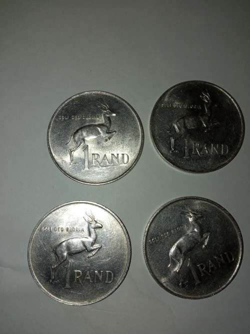 A LOT OF 4 - R1 ONE RAND COINS 1966-67