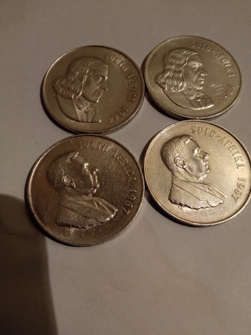 A LOT OF 4 - R1 ONE RAND COINS 1966-67