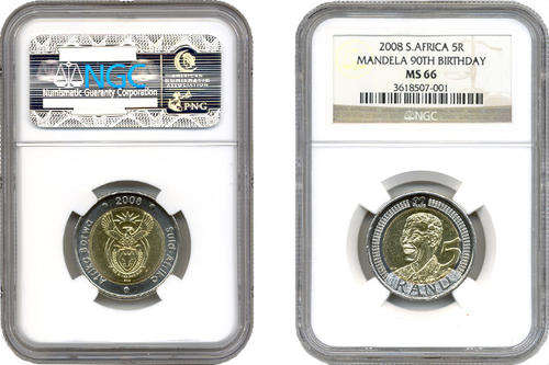 2008 Mandela 90th Birthday / NGC graded / MS66 / Original Insert