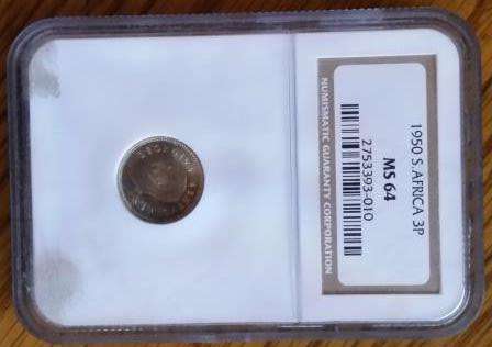 Scarce in Mint State - 1950 Silver Tickey - NGC graded MS64