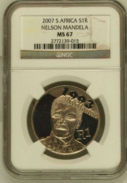 2007 Nelson Mandela Silver R1 in Mint State - High Grade NGC MS64