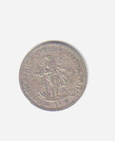 1955 SUID AFRIKA 1 s ELIZABETH II REGINA COIN