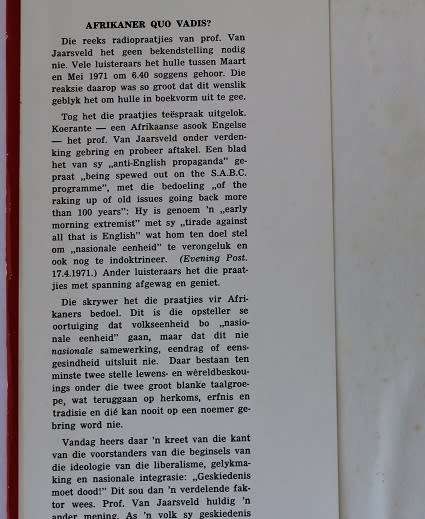 Afrikaner Quo Vadis ? deur F.A.van Jaarsveld