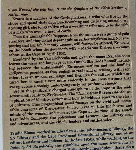 Krotoa-Eva The woman from Robben Island by Trudie Bloem