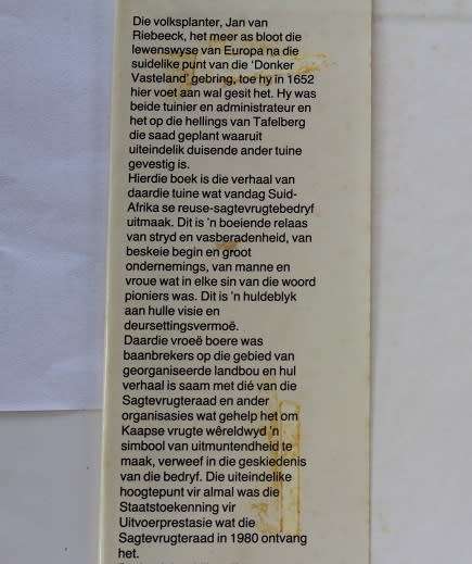 Boom van die Lewe deur Siegfried Stander. Die verhaal van Kaapse vrugte.