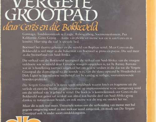 Die Vergete Grootpad deur Cerés en die Bokkeveld Saamgestel deur D. Smuts en Paul Alberts-Geteken!