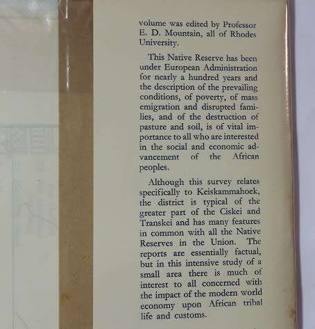 The Natural History of the Keiskammahoek District edited by Edgar D. Mountain