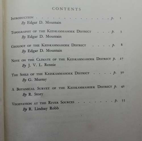 The Natural History of the Keiskammahoek District edited by Edgar D. Mountain