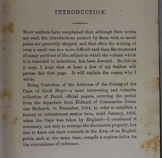 Rambles through the archives of the Cape of Good Hope-1688-1700 by H.C. Vos Leibbrandt.