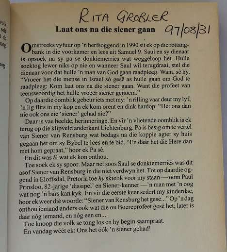 Siener van Rensburg. Boodskapper van God deur Adriaan Snyman.