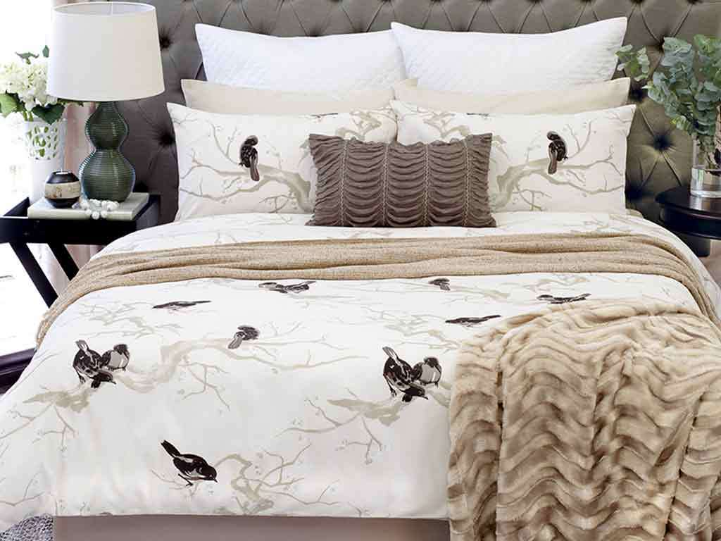 Natural Bird Duvet Cover Set (Double Bed)
