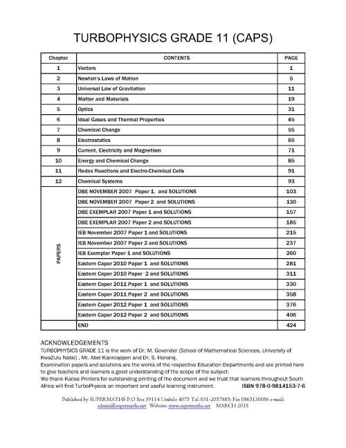 TURBOPHYSICS GRADE 11