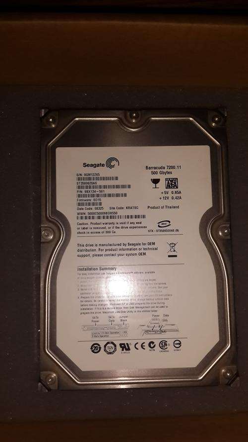Seagate ST3500820AS 500Gb 7200rpm SATA Harddrive