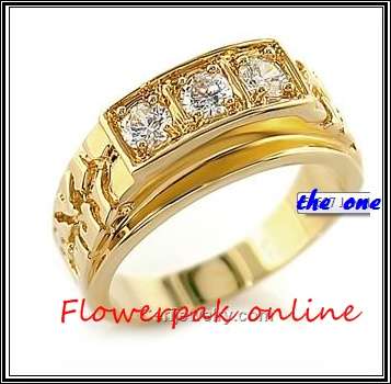 THE ONE - LOVELY GENTS WEDDING RING - 3 X .5CT SIMULATED DIAMOND RING