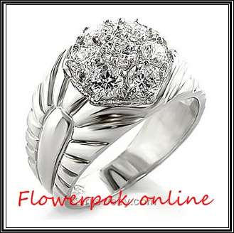 STERLING SILVER GENTS 2.5CT SIMULATED DIAMOND RING